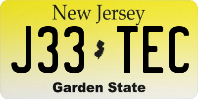 NJ license plate J33TEC