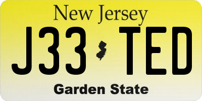 NJ license plate J33TED