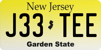 NJ license plate J33TEE