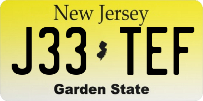 NJ license plate J33TEF