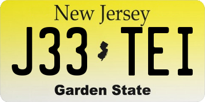 NJ license plate J33TEI