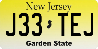 NJ license plate J33TEJ