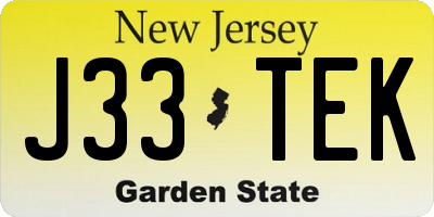 NJ license plate J33TEK