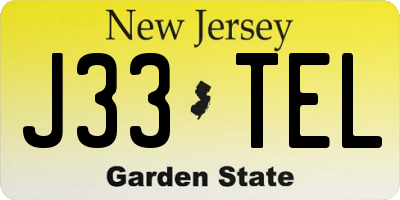 NJ license plate J33TEL