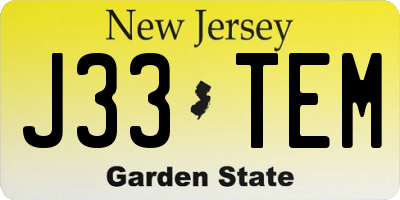 NJ license plate J33TEM