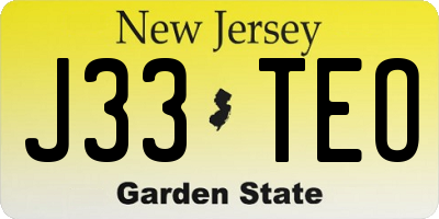 NJ license plate J33TEO