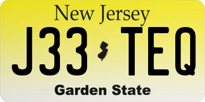 NJ license plate J33TEQ