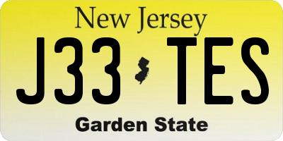 NJ license plate J33TES