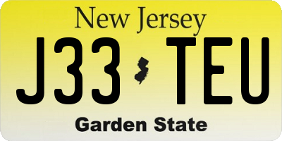 NJ license plate J33TEU