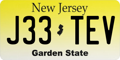 NJ license plate J33TEV