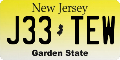 NJ license plate J33TEW