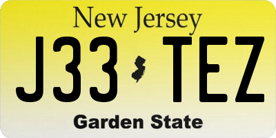 NJ license plate J33TEZ