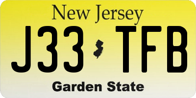NJ license plate J33TFB