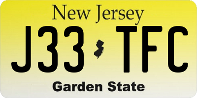 NJ license plate J33TFC