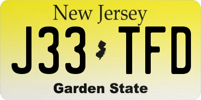 NJ license plate J33TFD