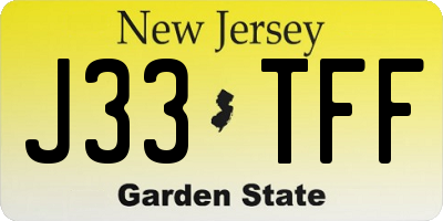 NJ license plate J33TFF