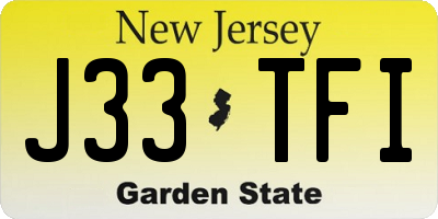 NJ license plate J33TFI