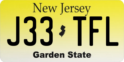 NJ license plate J33TFL