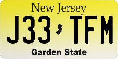 NJ license plate J33TFM