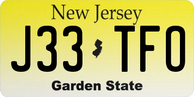 NJ license plate J33TFO