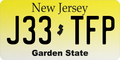 NJ license plate J33TFP
