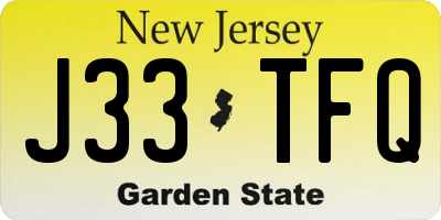 NJ license plate J33TFQ