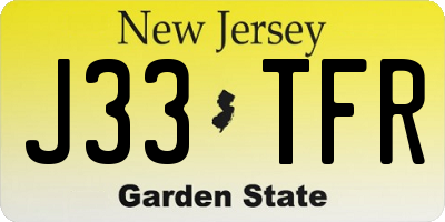 NJ license plate J33TFR