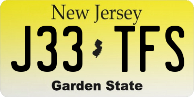 NJ license plate J33TFS