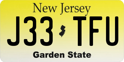 NJ license plate J33TFU
