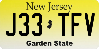 NJ license plate J33TFV