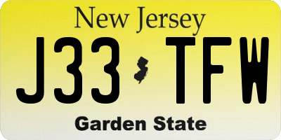 NJ license plate J33TFW