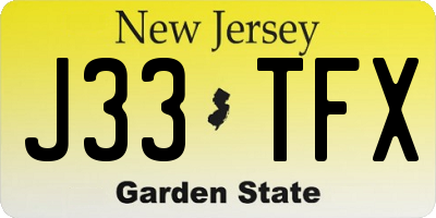 NJ license plate J33TFX