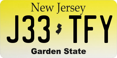 NJ license plate J33TFY