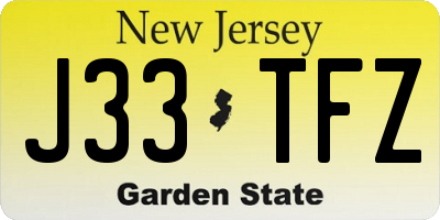 NJ license plate J33TFZ