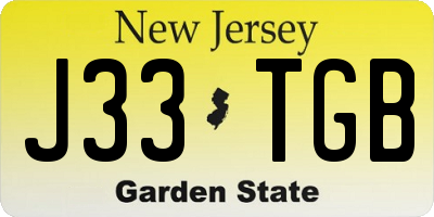 NJ license plate J33TGB