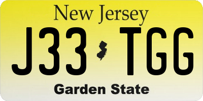 NJ license plate J33TGG