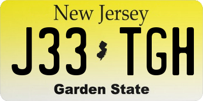 NJ license plate J33TGH