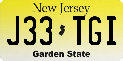 NJ license plate J33TGI