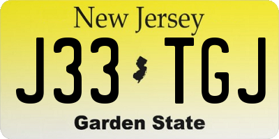 NJ license plate J33TGJ