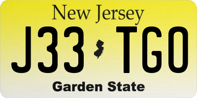 NJ license plate J33TGO