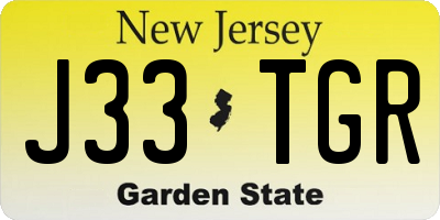 NJ license plate J33TGR