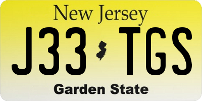 NJ license plate J33TGS