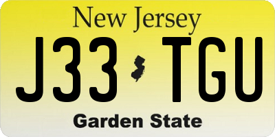 NJ license plate J33TGU