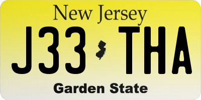 NJ license plate J33THA