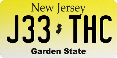 NJ license plate J33THC