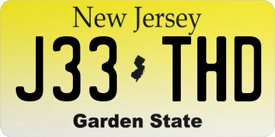 NJ license plate J33THD