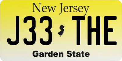 NJ license plate J33THE