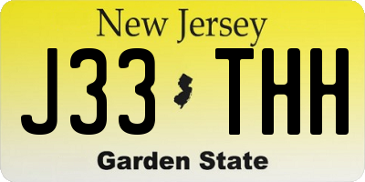 NJ license plate J33THH