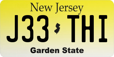 NJ license plate J33THI