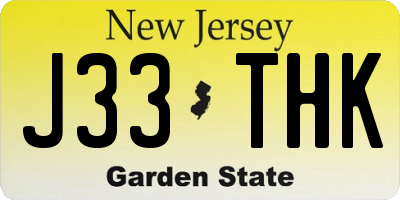 NJ license plate J33THK